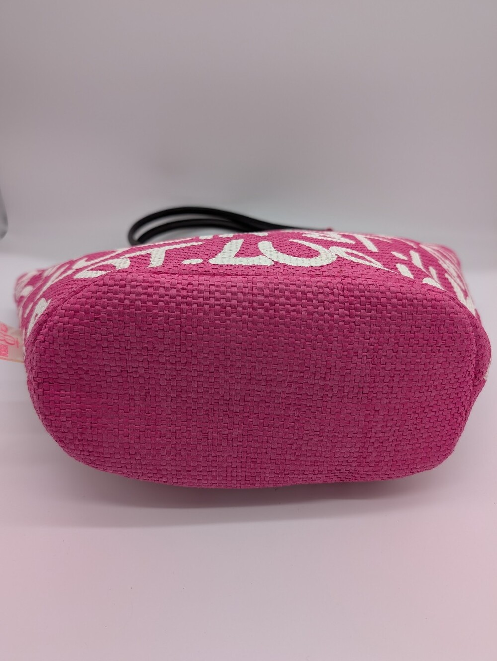 Robin Ruth "Be-Noticed Basket" St. Lucia Travel Tote Pink Wicker Straw - Picture 6 of 10